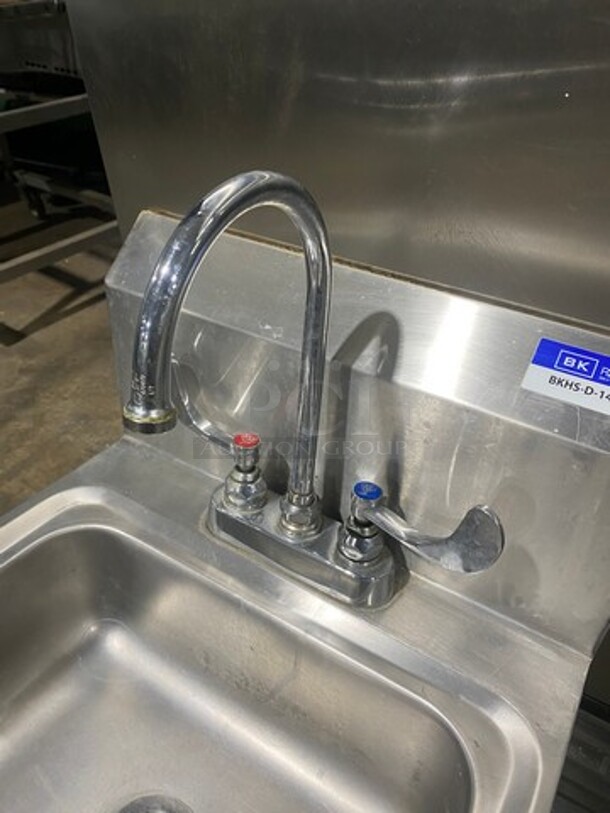BK Resources Commercial Stainless Steel Hand Sink! With Back Splash! With Faucet And Handles! Model: BKHSD1410 - Image 5 of 8