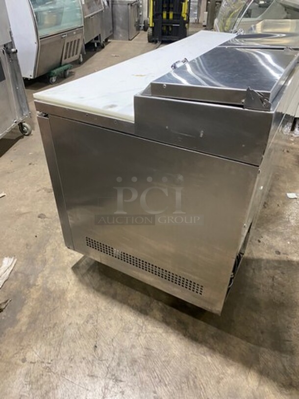 True Commercial Refrigerated Pizza Prep Table! With Commercial Cutting Board! With 2 Door Storage Space Underneath! Poly Coated Racks! All Stainless Steel! On Casters! Model: TPP67 SN: 7985756 115V 60HZ 1 Phase - Image 3 of 12