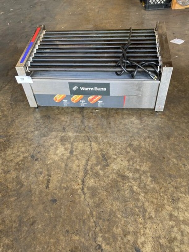 APW Wyott Commercial Countertop Hot Dog Roller Grill! All Stainless Steel! On Legs! Model: HRS50SBW SN: 0222818070103 120V 60HZ 1 Phase