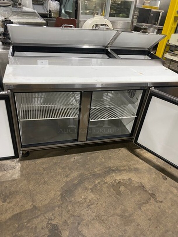 True Commercial Refrigerated Pizza Prep Table! With Commercial Cutting Board! With 2 Door Storage Space Underneath! Poly Coated Racks! All Stainless Steel! On Casters! Model: TPP67 SN: 7985756 115V 60HZ 1 Phase - Image 5 of 12