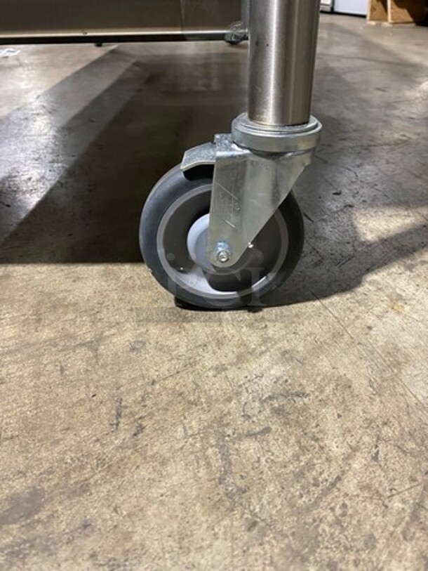 WOW! NEW! NEVER USED! Emi Heavy Duty Heavy Gage Welded Work Top/ Prep Table! With Back Splash! With Storage Space Underneath! Stainless Steel! On Casters! - Image 5 of 7