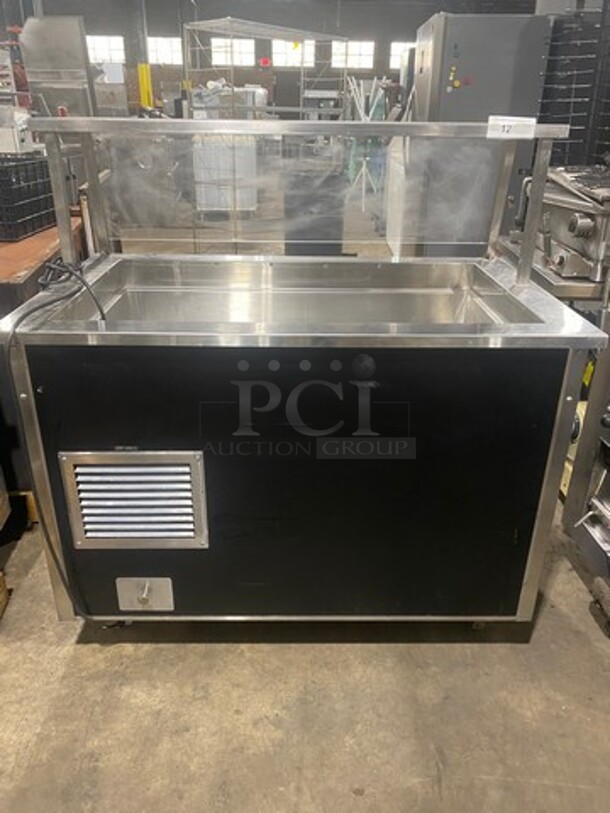 Vollrath Commercial Refrigerated Food Serving Station Counter/ Cold Pan! With Sneeze Guard! Stainless Steel Body! On Casters! Model: 3707600002CNA SN: B24200496413001 120V 60HZ 1 Phase