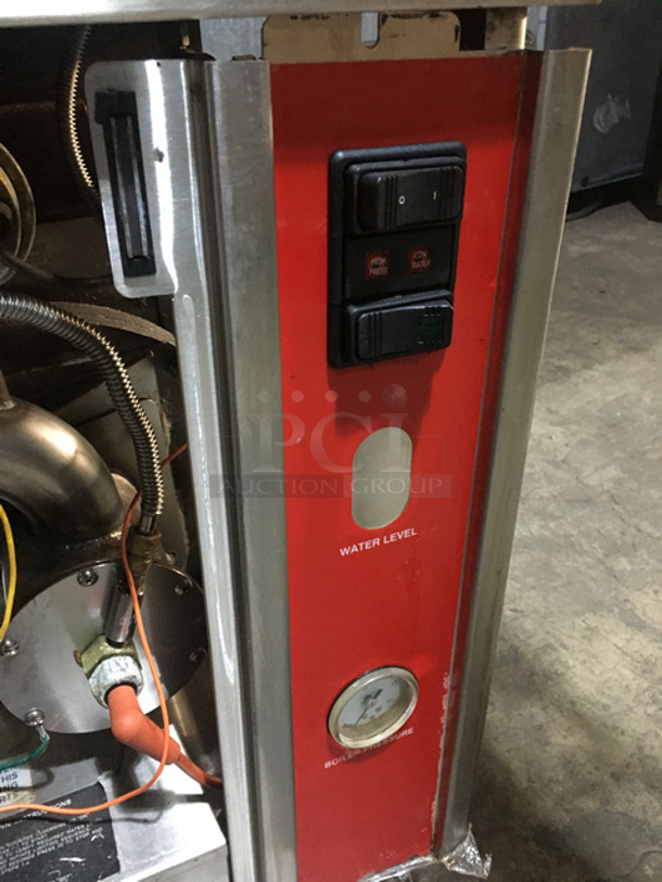 AMAZING! Vulcan Commercial Natural Gas Powered Triple Deck Pressure Steam Cooker! All Stainless Steel! On Legs!  Model: VHL3G SN: 271155958120V 60HZ 1 Phase! - Image 9 of 10