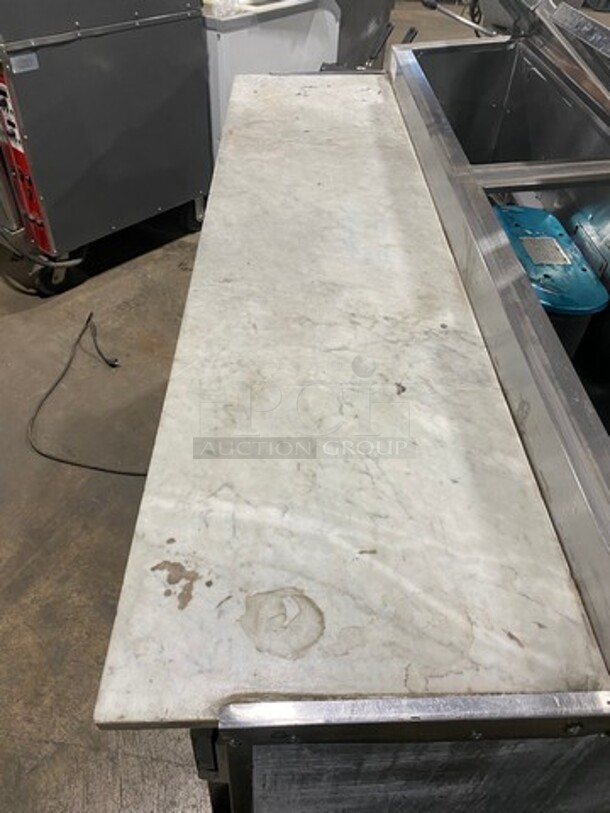 Leader Commercial Refrigerated Marble Top Pizza Prep Table! With 3 Door Underneath Storage Space! All Stainless Steel! On Casters! Model: PT72 SN: PT043536 115V 60HZ 1 Phase! Working When Removed!  - Image 9 of 10