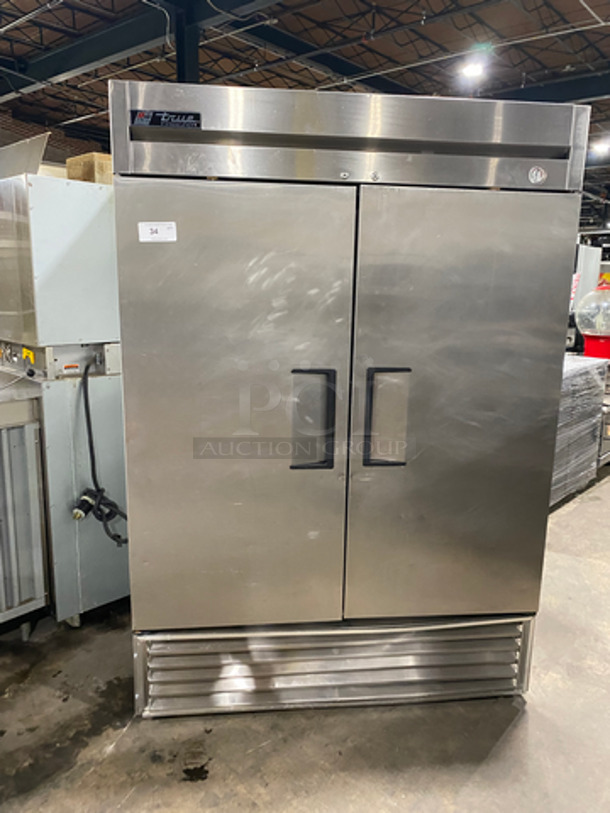 COOL! True Commercial 2 Door Reach In Freezer! With Poly Coated Racks! All Stainless Steel! Model: T49F SN: 6514157 115V 60HZ 1 Phase