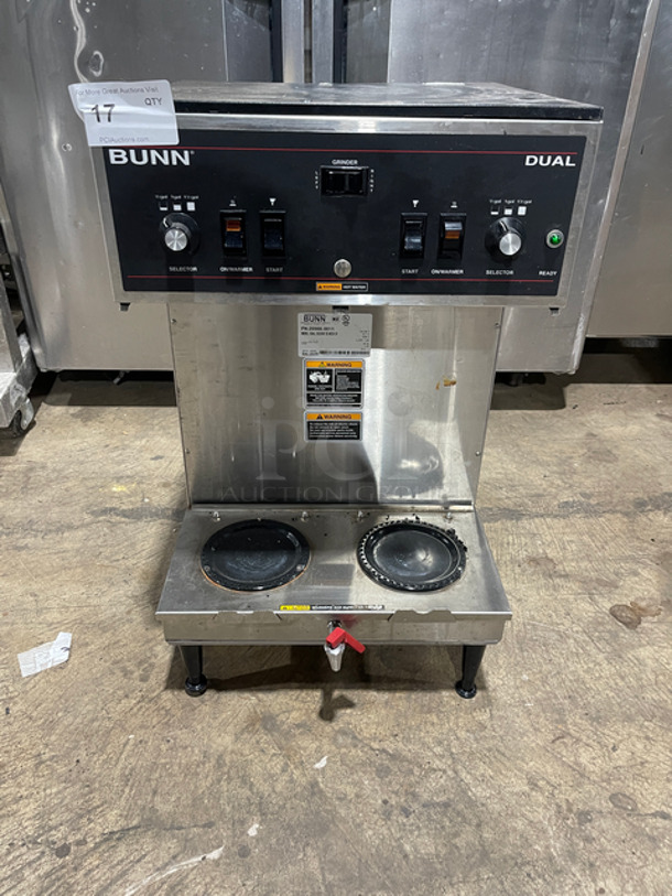 Bunn Commercial Countertop Dual Coffee Brewing Machine! With Hot Water Line! All Stainless Steel! On Small Legs! Model: DUAL SN: DUAL126259 120/240V 60HZ 1 Phase
