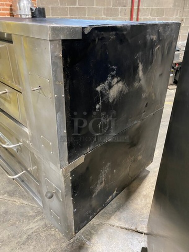 NICE! Bakers Pride Commercial Natural Gas Powered Double Deck 4 Pie Pizza/ Baking Oven! All Stainless Steel! With Legs! 2x Your Bid Makes One Unit! Model: DS805 - Image 2 of 12