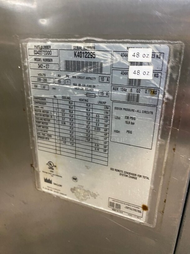 Taylor Commercial 2 Flavor Frosty/ Slushie Making Machine! With Milkshake Mixing Attachment! All Stainless Steel! On Casters! Model: 34227 SN: K4012295 208/230V 60HZ 1 Phase - Image 10 of 11