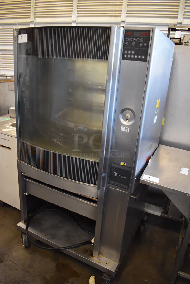 Fri-jado STG7-P Stainless Steel Commercial Electric Powered 5 Spit Rotisserie Oven on Commercial Casters w/ 5 Metal Basket Spits. 208 Volts, 3 Phase. 41x34x71 - Image 2 of 12