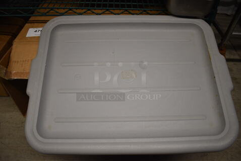 16 BRAND NEW IN BOX! Gray Poly Bus Bin Lids. 21x15.5x1. 16 Times Your Bid!