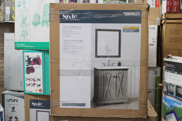 Style Selections 30-in Gray Undermount Single Sink Bathroom Vanity with White Engineered Stone Top (Mirror Included) - Image 1 of 10