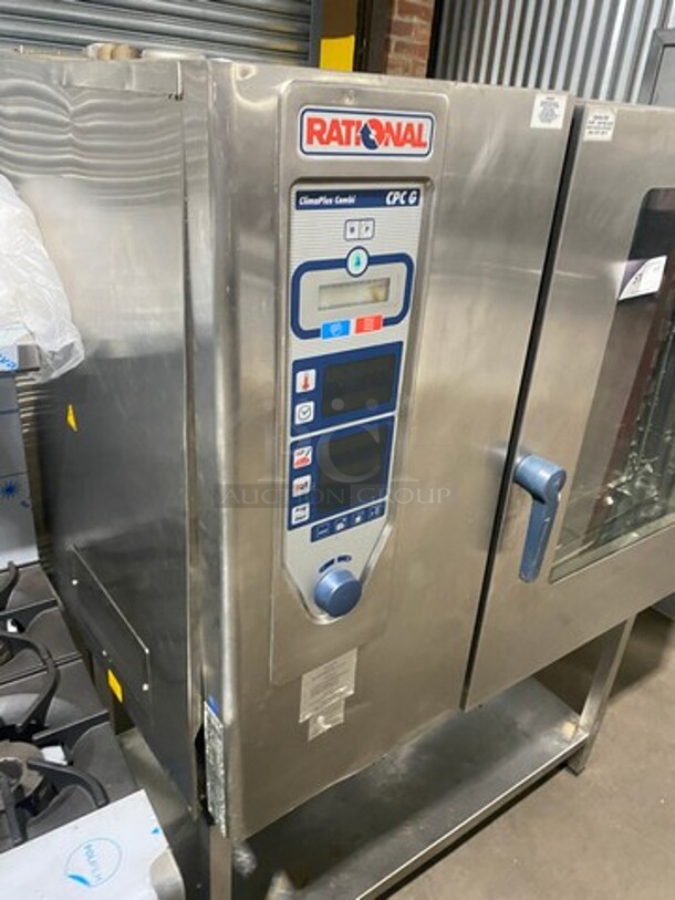 BEAUTIFUL! Rational Commercial Natural Gas Powered Combi Convection Oven! With View Through Door! With Digital Touch Controls! With Open Storage Space Underneath! All Stainless Steel! On Legs! Model: CPC102G SN: G12CB00011020524 - Image 2 of 10