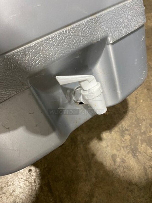 Coleman Grey And White Poly Portable Beverage Cooler! With Lid! With Side Handles! - Image 6 of 6