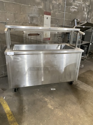 DELFIELD All Stainless Steel Refrigerator! Cold Pan/Salad Bar Island Station W/ Sneeze Guard and Underneath Storage! MOdel KCSC60 On Casters!115V/1 Phase