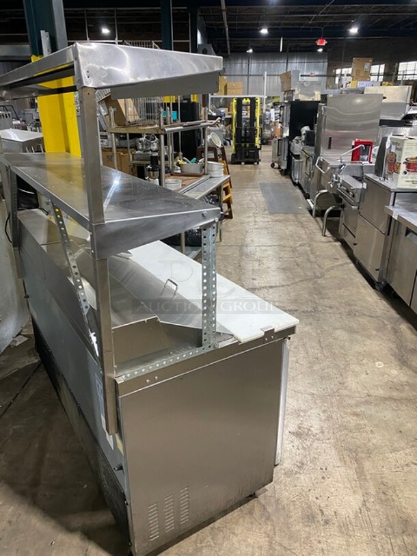 SWEET! Empura Commercial Refrigerated Salad/Sandwich Prep Table! With 3 Door Underneath Storage Space! With Commercial Cutting Board! With Double Overhead Shelf & Ticket Holder! All Stainless Steel! Model EKSP72 Serial EKSP72R21251226! 115V 1Phase! On Casters! WORKING WHEN REMOVED! - Image 2 of 10