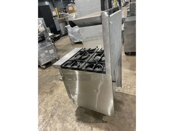 American Range Natural Gas Powered 4 Burner Range! With Oven Underneath! All Stainless Steel! With Raised Backsplash & Salamander Shelf! On Casters! - Image 4 of 9