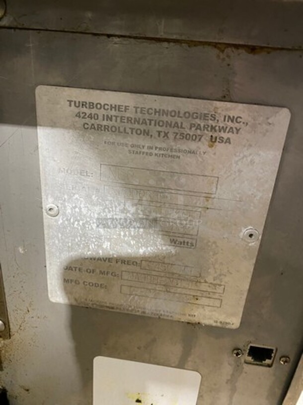 2013 Turbo Chef Commercial Countertop Rapid Cook Oven! On Small Legs! Model: NGO SN: NGOD06556 208/240V 60HZ 1 Phase - Image 5 of 8