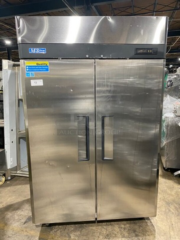 Turbo Air Commercial 2 Door Reach In Freezer! With Pan Racks! Solid Stainless Steel! On Casters! Model: M3F472 SN: M3F4L86024 115V