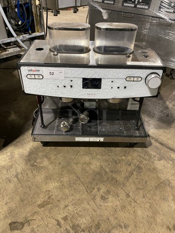 WOW! LATE MODEL! Dunkin Donuts Edition! Schaerer Commercial Countertop 2 Group Espresso Machine! With Steam Lines! Stainless Steel! On Small Legs!