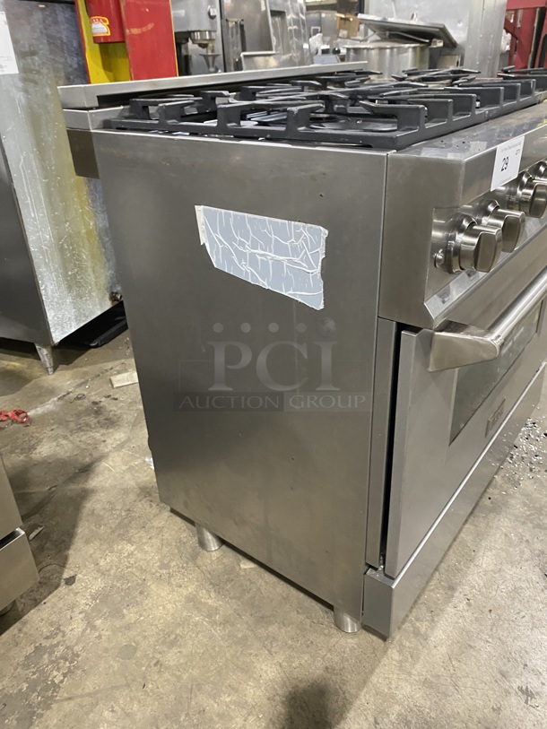 2020 ZLINE Gas Powered 6 Burner Stove! With Oven Underneath! Stainless Steel! On Legs! Model RGS-36 Serial 20111790069!120V/60Hz/ - Image 2 of 11