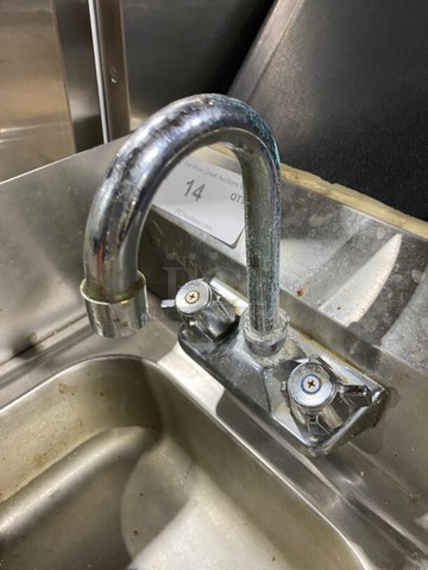 L & J Commercial Hand Sink! With Back And Side Splashes! With Faucet And Handles! All Stainless Steel! - Image 5 of 7