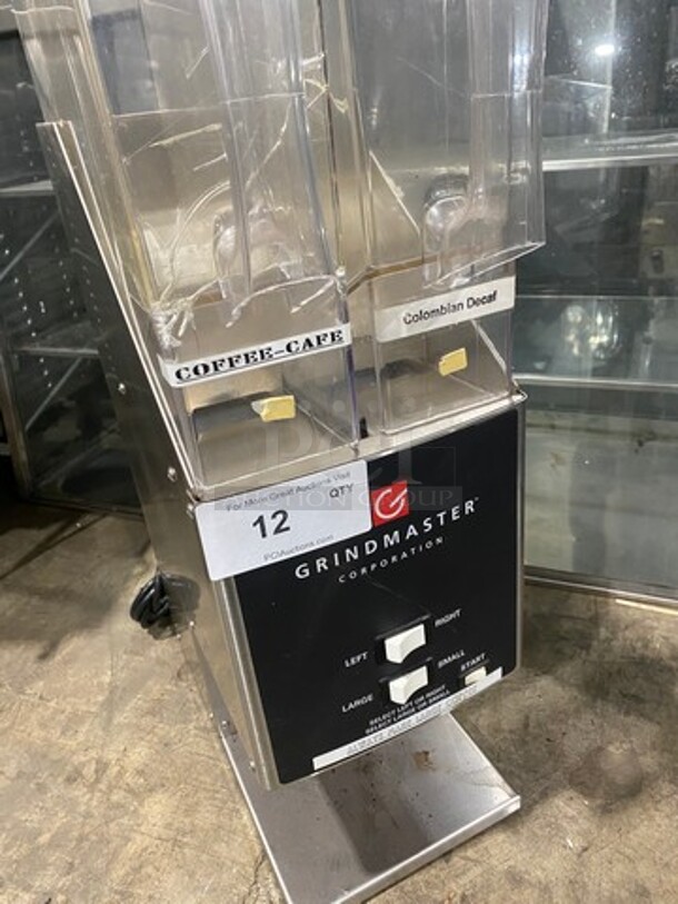 Grindmaster Commercial Countertop Dual Coffee Bean Grinder Machine! Stainless Steel Body! Model: 250RH2 SN: L214346 120V 1 Phase - Image 5 of 10