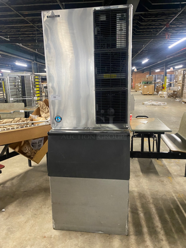 COOL! Hoshizaki Commercial 1300LBS AIR COOLED Ice Maker Machine! On Commercial Ice Bin! All Stainless Steel! 2x Your Bid Makes One Unit! Model: KM-1300MAH SN: P11888L 208/230V 60HZ 1 Phase