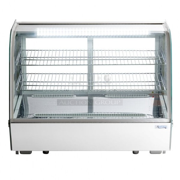 BRAND NEW SCRATCH & DENT! Avantco BCC-35-HC 34 1/5" White Refrigerated Countertop Bakery Display Case with LED Lighting. Glass is broken.  - Image 1 of 1