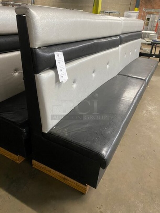 LIKE NEW! Single Sided Black And White Cushioned Booth Seat! With Wooden Outline! Perfect For Up Against The Wall! Can Be Connected To Any Of The Booths Listed! - Image 2 of 7