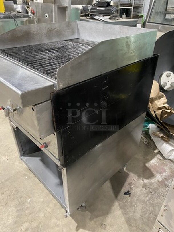 All Stainless Steel 24 Inch Natural Gas Powered Char Broiler Grill! On Custom Stainless Steel Stand! - Image 2 of 8