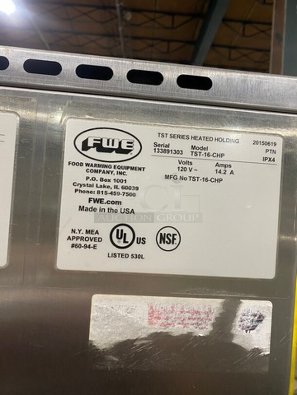 Sweet! FWE All Stainless Steel Floor Style Electric Powered Food Warming Cabinet! Model TST16CHP Serial 133891303! 120V 1Phase! On Commercial Casters! - Image 7 of 8