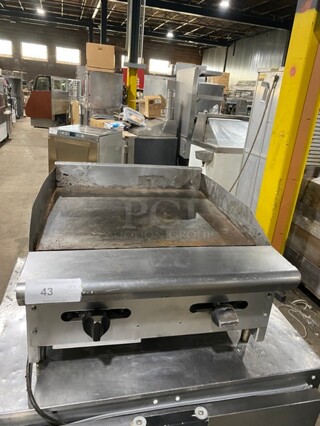All Stainless Steel 24 Inch Countertop Natural Gas Powered Flat Grill! On Legs!