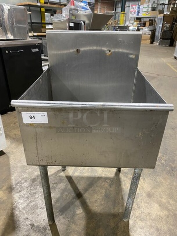 L & J Commercial Single Bay Drop In Sink! With Back Splash! Solid Stainless Steel! On Legs!