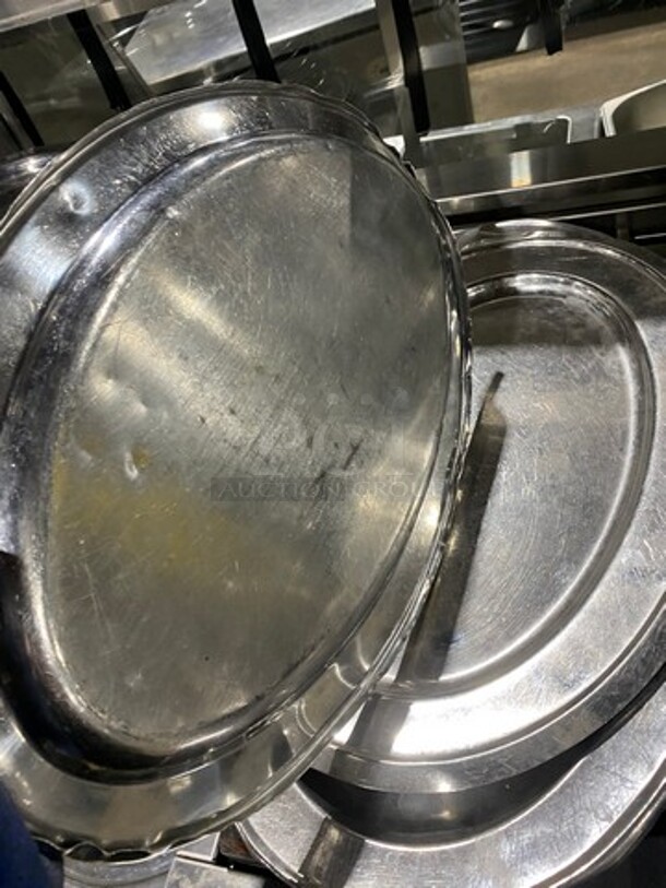 ALL STAINLESS STEEL OVAL FOOD DISPLAY TRAYS  - Image 2 of 2