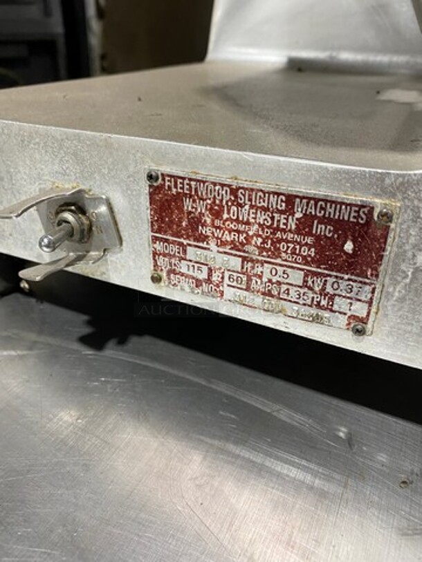 Fleetwood Commercial Countertop Deli/ Meat Slicer! All Stainless Steel! Model: 312E SN: 312CO36605 115V 60HZ 1 Phase - Image 5 of 7