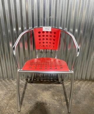 NEW! Stackable Aluminum Patio Armchair With Polypropylene Seat In Red! 5x Your Bid!