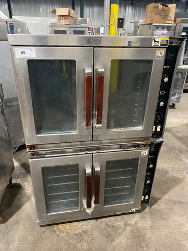 Vulcan Commercial Electric Powered Double Deck Convection Oven! With View Through Doors! Metal Oven Racks! All Stainless Steel! 2x Your Bid Makes One Unit! Model: ET1010T SN: 48049889EN 208V 60HZ 3 Phase, Model: ET1010B SN: 48050033RN 208V 60HZ 3 Phase 