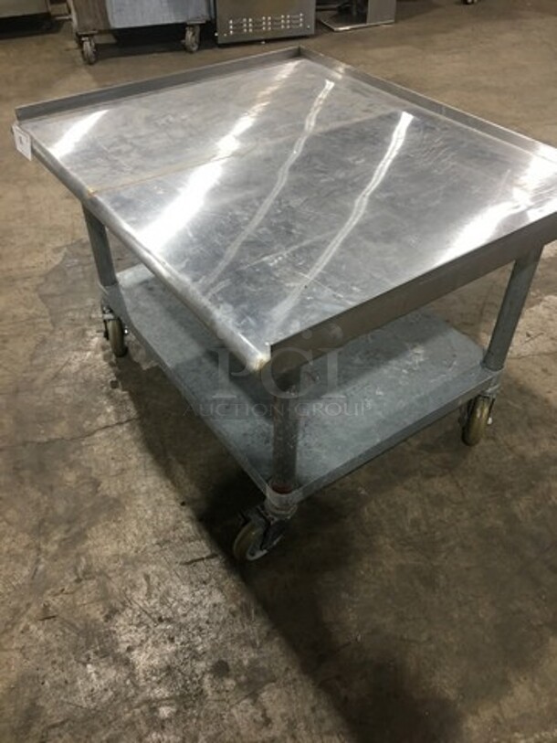 Solid Stainless Steel Work Top/ Prep Table! With Back And Side Splashes! With Storage Space Underneath! On Casters! - Image 2 of 7