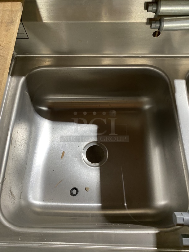 BRAND NEW! EAGLE 3 Compartment Dishwashing Sink!  W/ Right side Drainboard! Heavy Gauge! On Casters! Model 412-24-3-24R Serial 0909241243 - Image 6 of 9