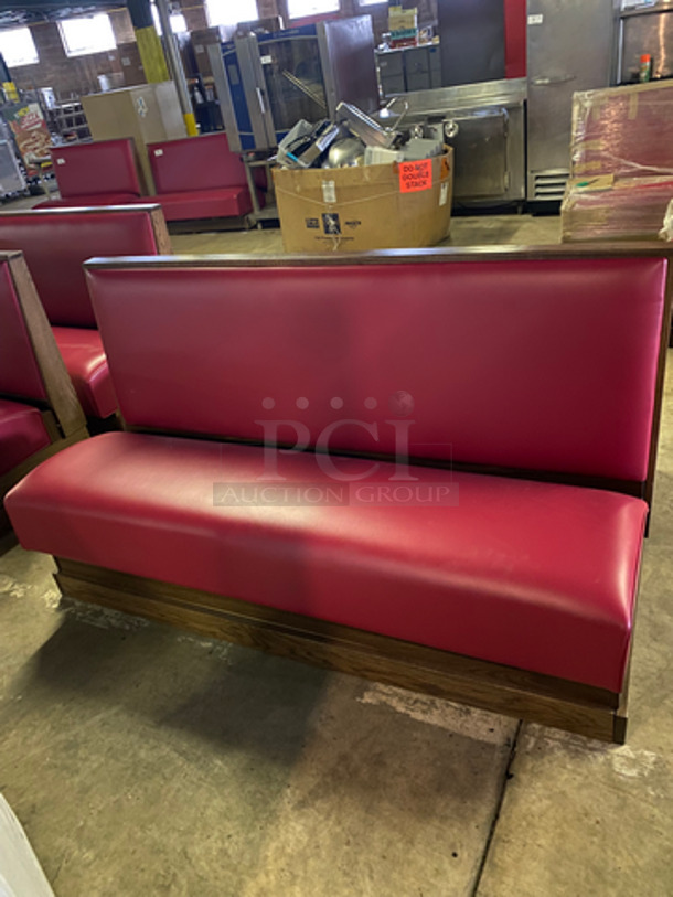 NEW! 2 Dual Sided Red Cushioned Booth Seats! With Wooden Outline! 2x Your Bid! - Image 4 of 7