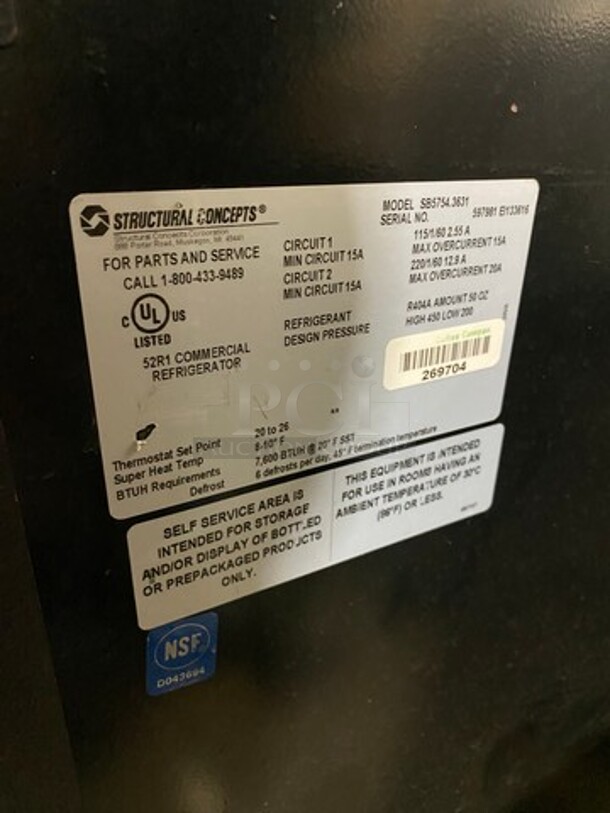 Structural Concepts Commercial Open Grab-N-Go Display Case Merchandiser! With Top Dry Display Case Merchandiser! With Rear Access Doors! NO COMPRESSOR! Model: SB57543631 SN: 597981EI133616 115V 60HZ 1 Phase - Image 7 of 9