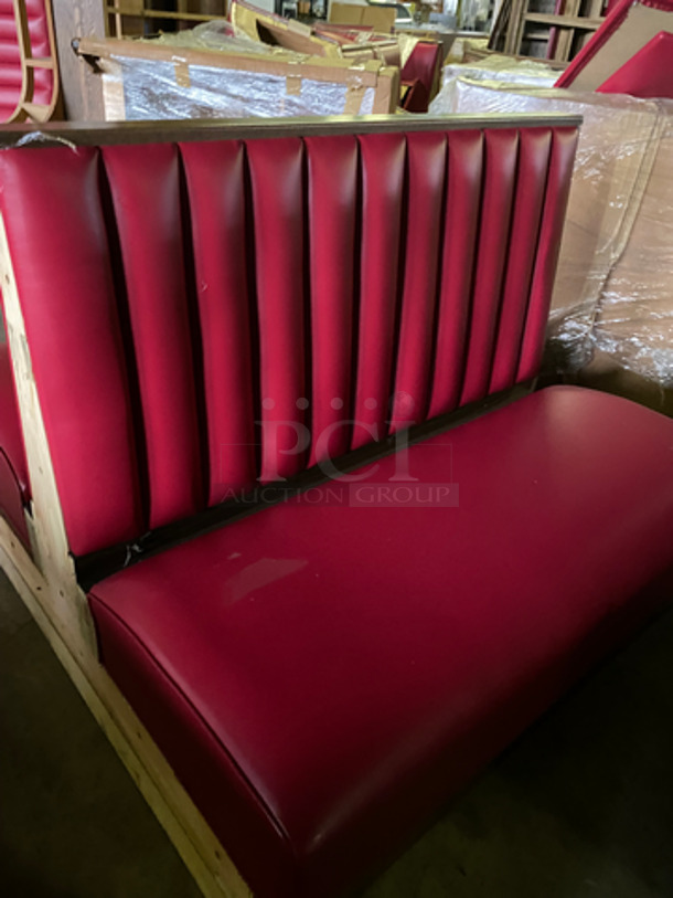 NEW! 2 Dual Sided Red Cushioned Booth Seat! With Wooden Outline! 2x Your Bid! - Image 8 of 8