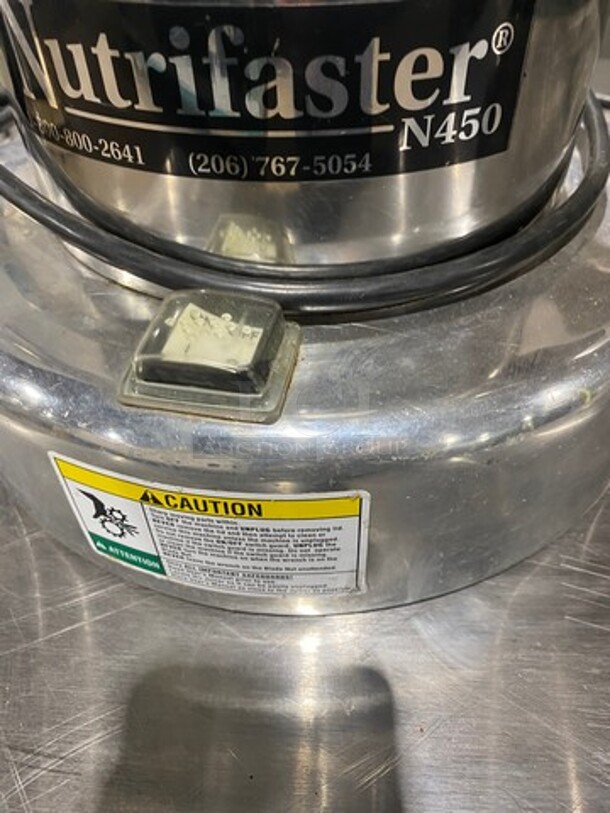 Nutrifaster Commercial Countertop Juicer Extractor! Solid Stainless Steel! Model: N450 SN: 459122012 110V - Image 5 of 9