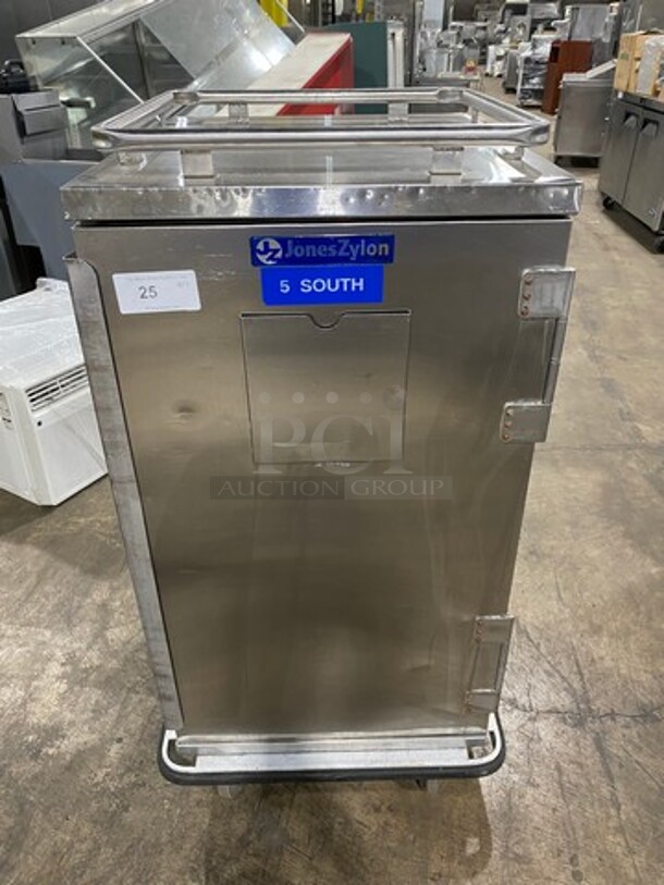 Jones Zylon Commercial Single Door Dry Food Transport Cart! All Stainless Steel! On Casters! Model: ETCUA7 SN: 133831101