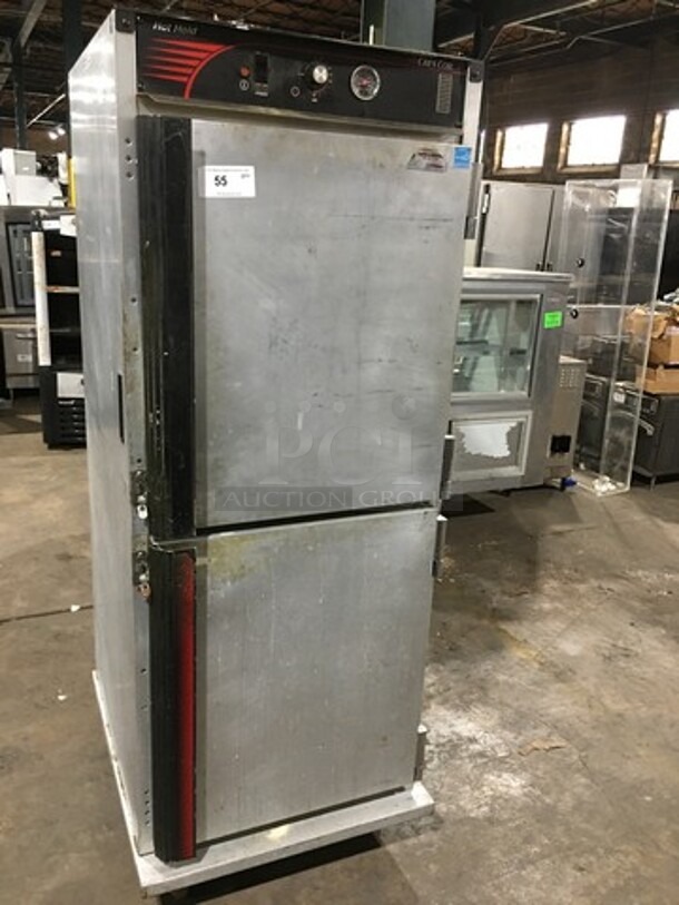SWEET! Cres Cor Commercial Split Door Hot-N-Hold Food Cabinet! With Metal Oven Rack Holders! All Stainless Steel! On Casters! Model: H137UA12C SN: KAHJ160675944 125V 60HZ 1 Phase