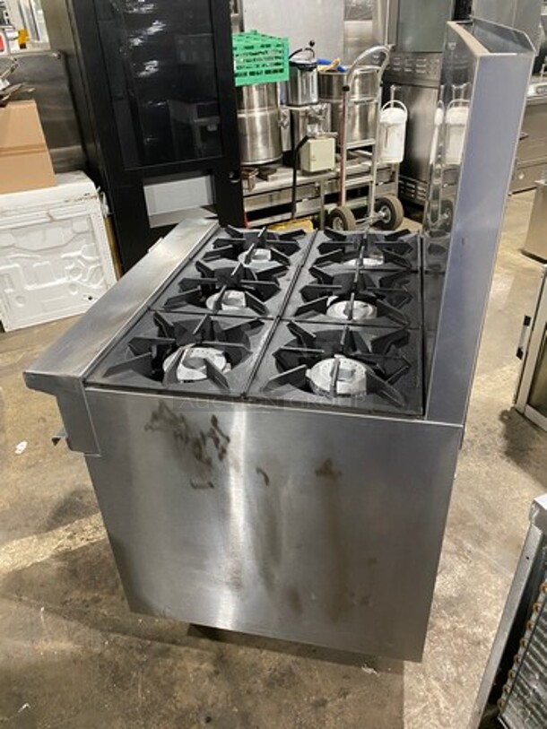 Nice! 2016 Therma Tek Natural Gas Powered 6 Burner Range! With Full Size Oven Underneath! With Raised Back Splash! Model TMD36-6-1N! On Commercial Casters! Working When Removed! - Image 3 of 10