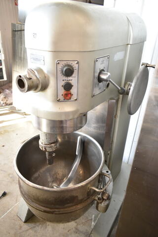 Hobart H 600 T Metal Commercial Floor Style 60 Quart Planetary Dough Mixer w/ Mixing Bowl and Dough Hook Attachment. 200 Volts, 3 Phase. 