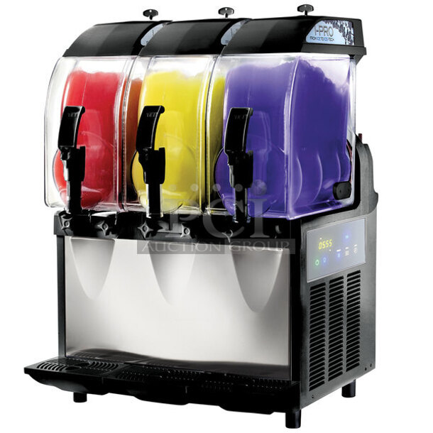 BRAND NEW! 2021 SPM I-PRO 3 E Stainless Steel Commercial Countertop 3 Hopper Slushie Machine. 115 Volts, 1 Phase. Stock Pictures Used. Tested and Powers On But Does Not Get Cold
