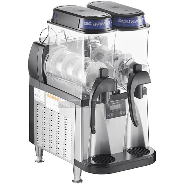 BRAND NEW SCRATCH AND DENT! Bunn 58000.0015 Ultra NX Black and Stainless Steel Commercial Countertop Double 3 Gallon Slushy Machine. 120 Volts, 1 Phase. Tested and Working!
