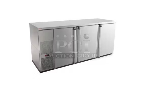 BRAND NEW IN CRATE! Micro Matic MBB 78 S E WW HC Stainless Steel Commercial 3 Door Back Bar Cooler. 115 Volts, 1 Phase. - Image 1 of 3